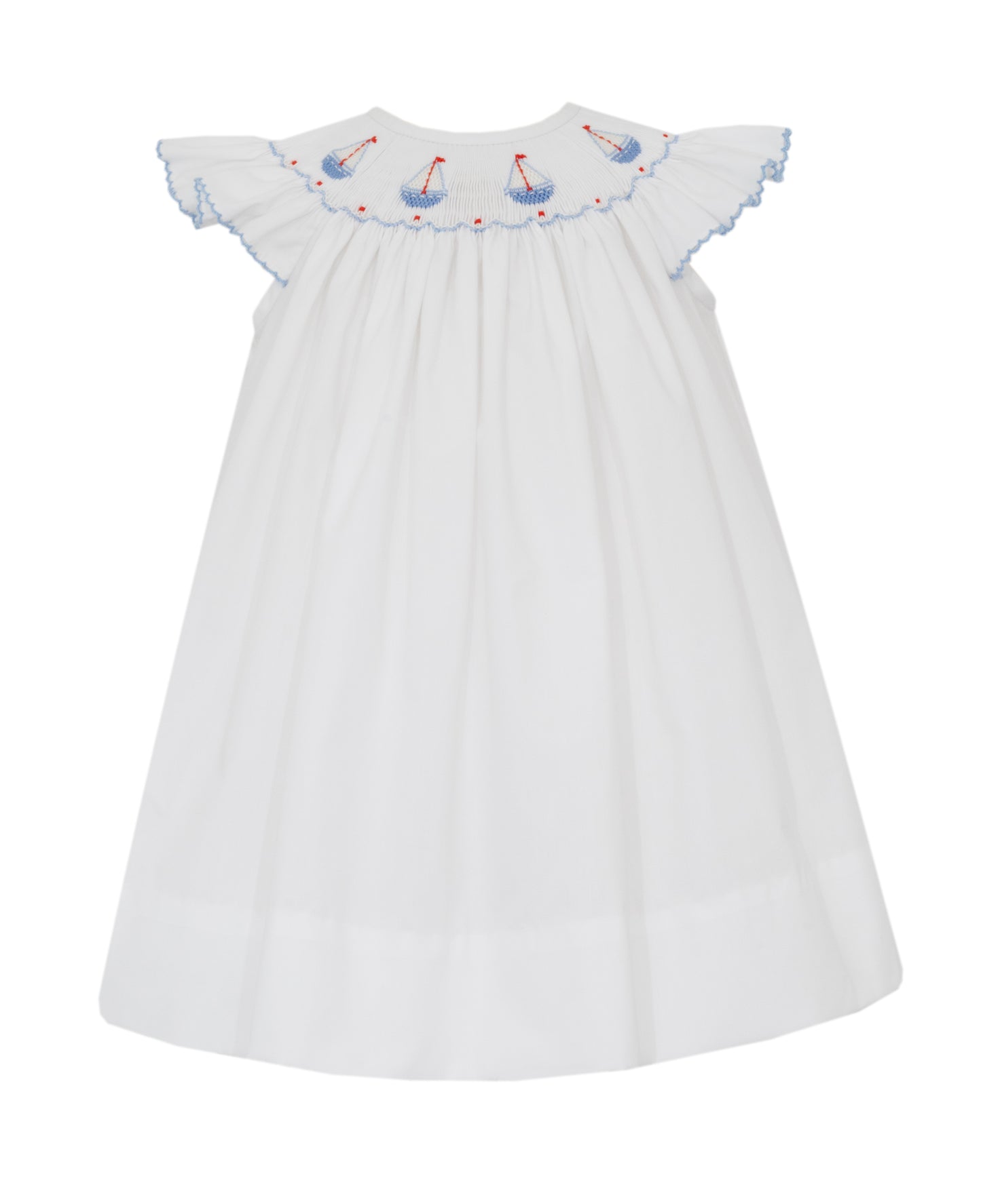 Sailboats White Poplin Angel Wing Bishop