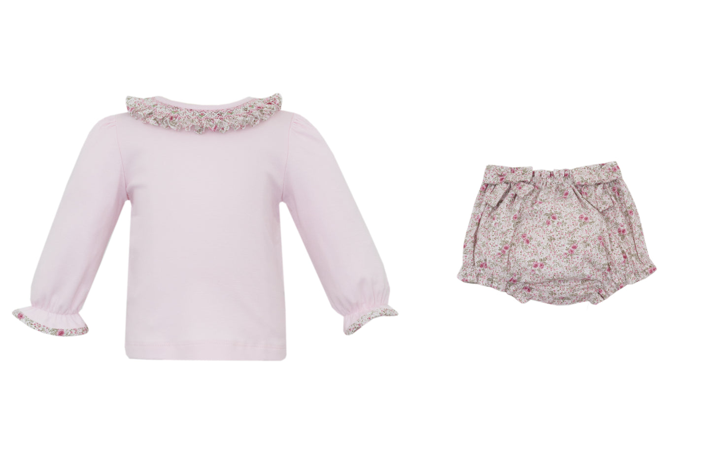 Rose Pink Floral Print Bloomer Set LS