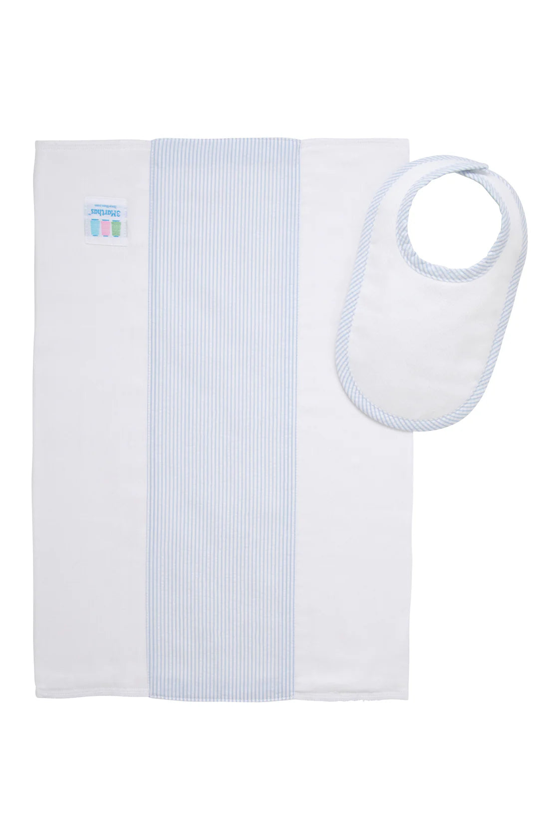 Blue Stripe Drooler Bib & Burp Set