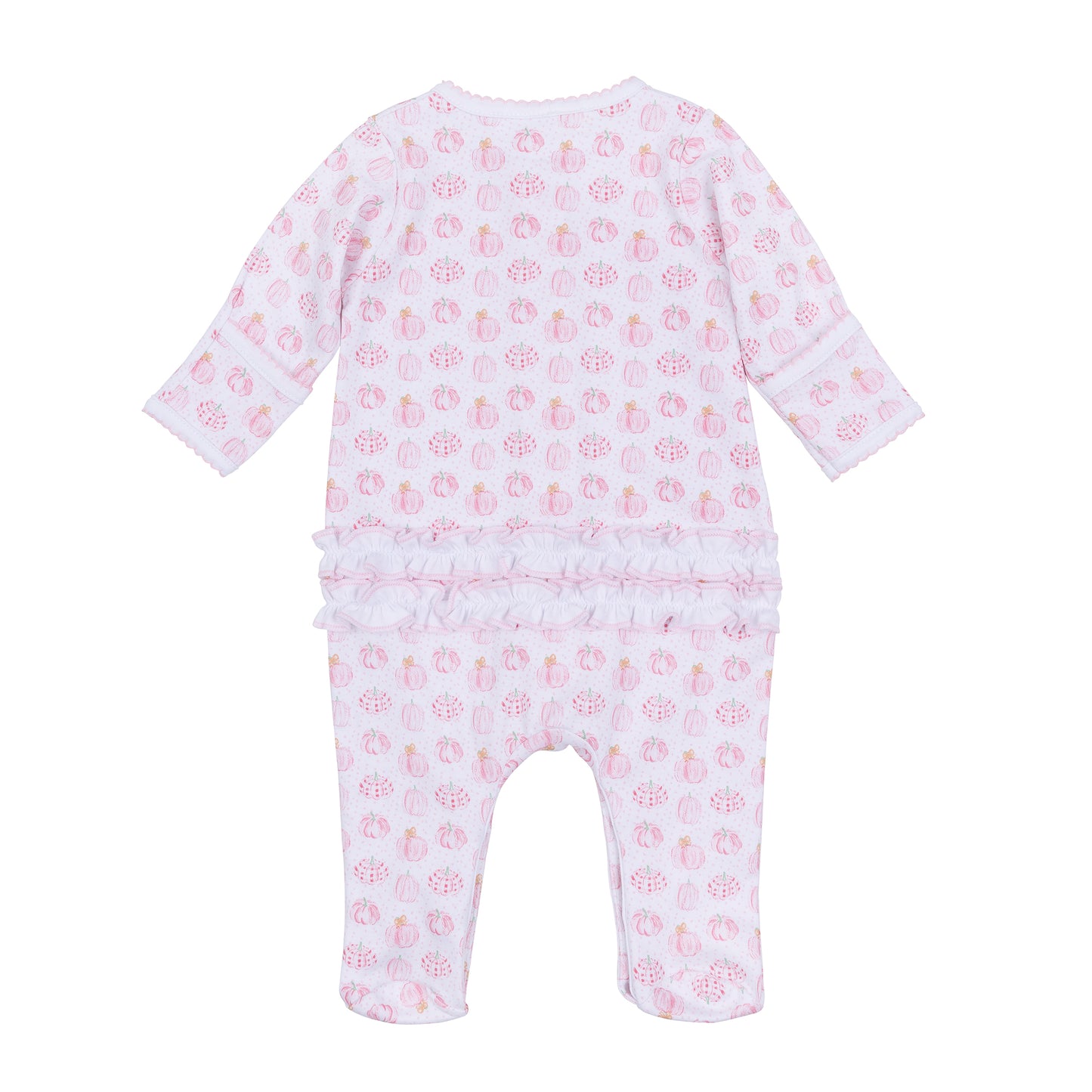 Precious Pumpkins Print Ruffle Footie - Pink
