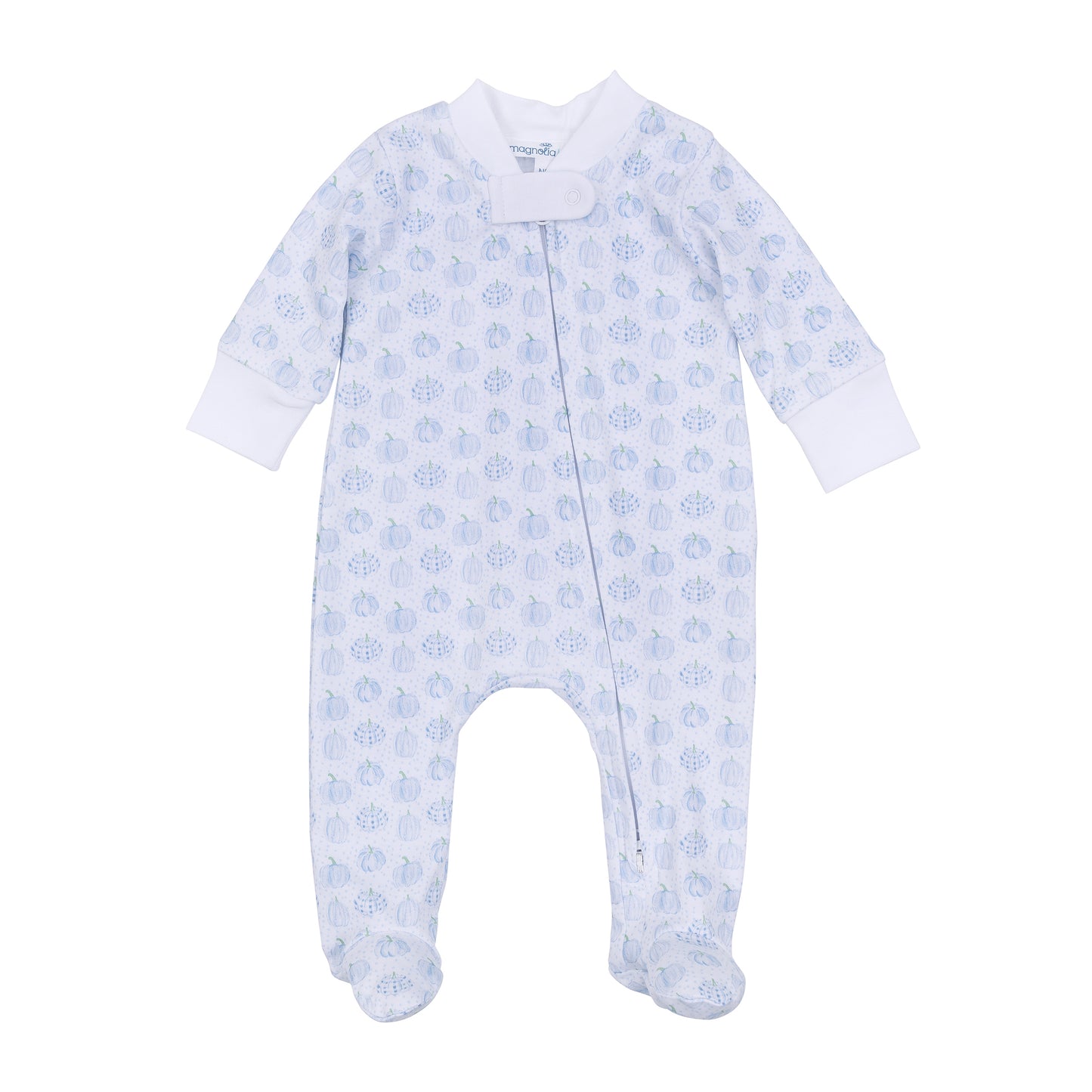 Precious Pumpkins Print Footie - Light Blue