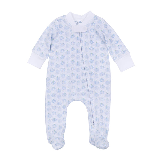Precious Pumpkins Print Footie - Light Blue