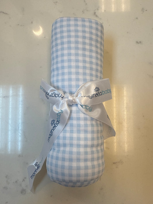 Mini Checks Receiving Blanket Blue