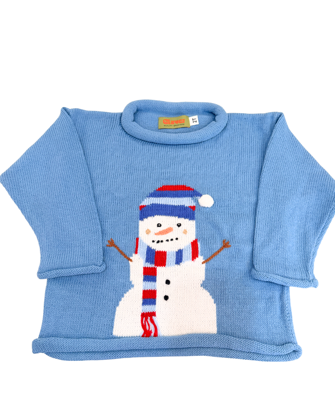 Blue Snowman w/ Scarf Roll Sweater