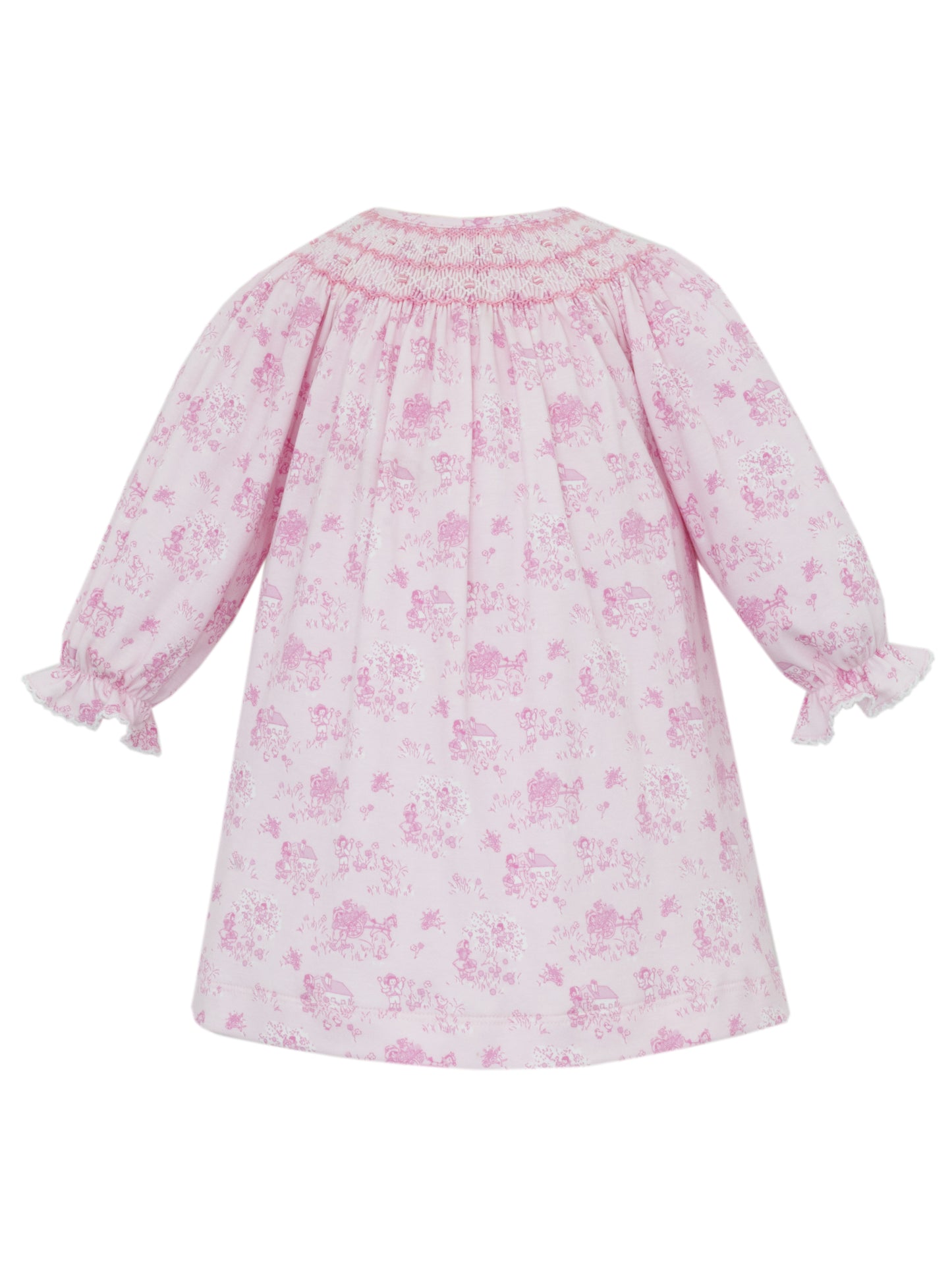 French Toille Pink Knit Print Bishop