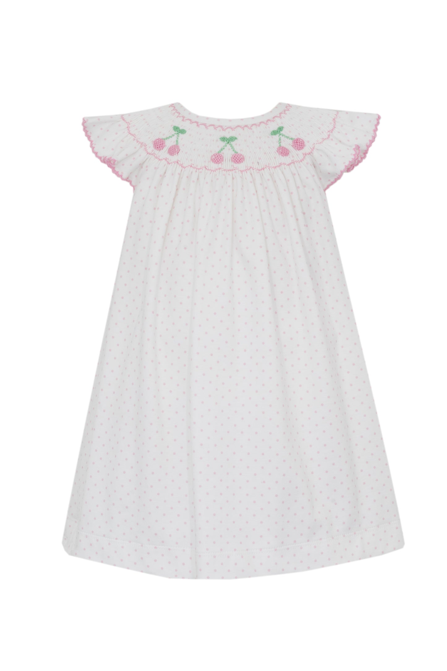 Cherry Pink and White Knit Dot Angel Wing Bishop
