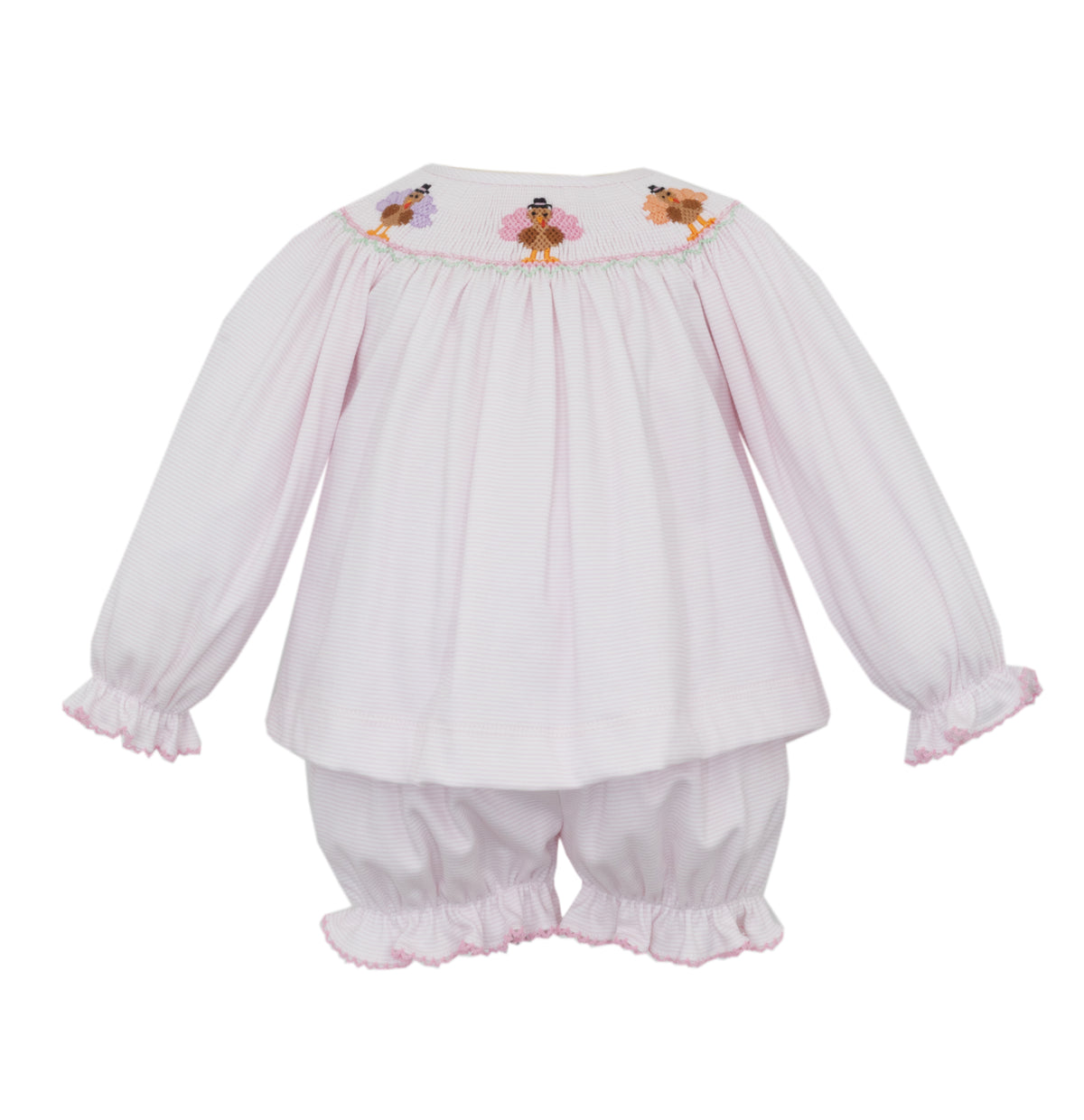 Turkey- Pink Knit Stripe Bishop Set