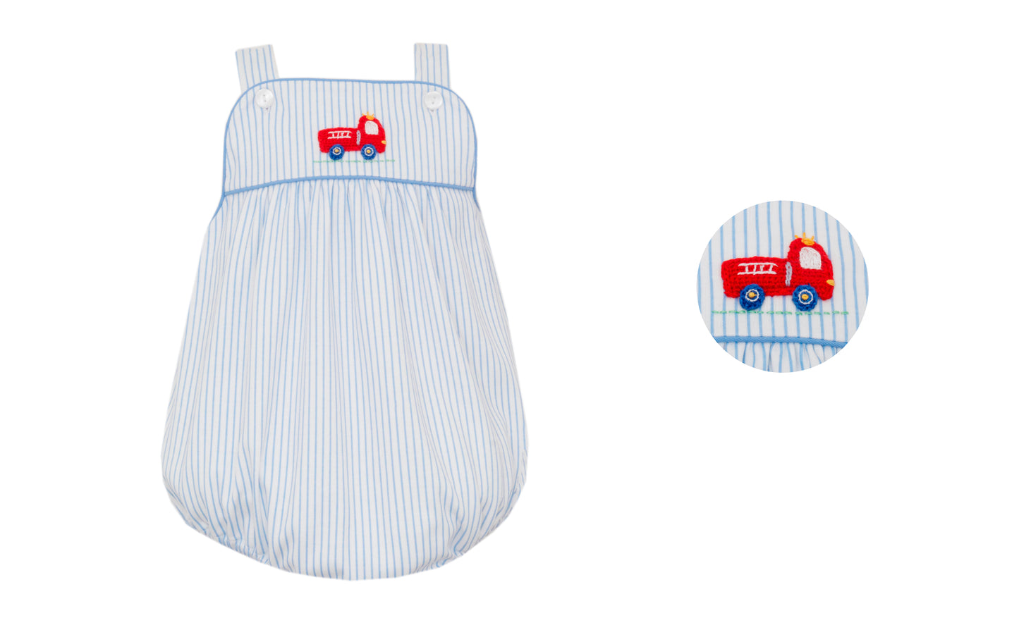 FIRETRUCK- Lt. Blue Knit Stripe Strap Bubble