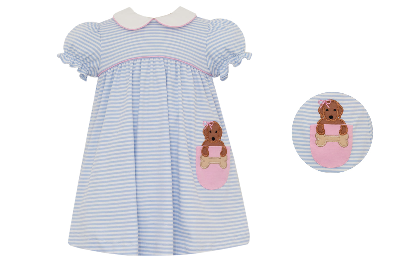 Girls Blue Knit Dress w/ Lab