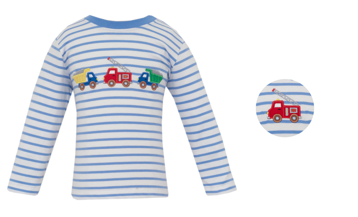 Rescue & Roadwork Trucks- Periwinkle Stripe T-Shirt