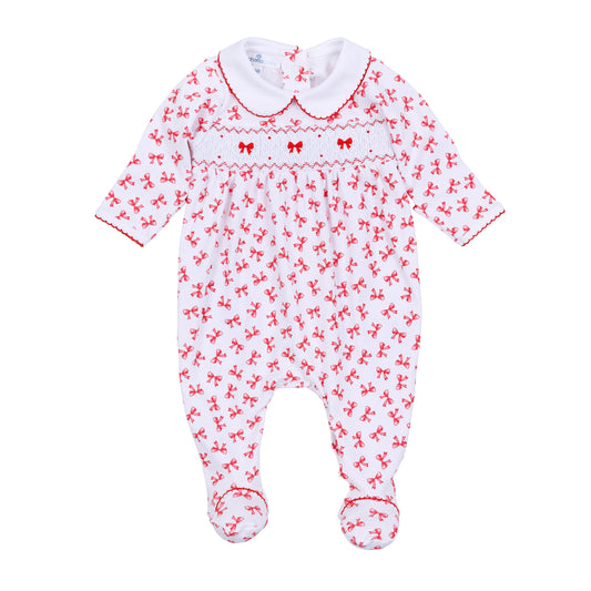 Scarlett Bows Smocked Collared Footie