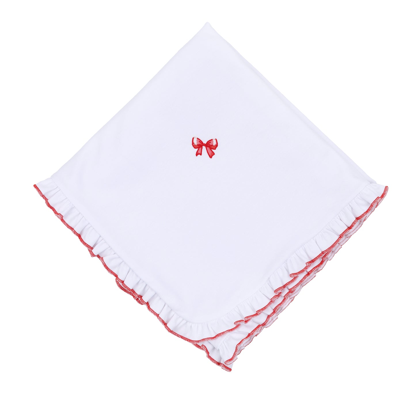 Scarlett Bows Embroidered Ruffle Receiving Blanket
