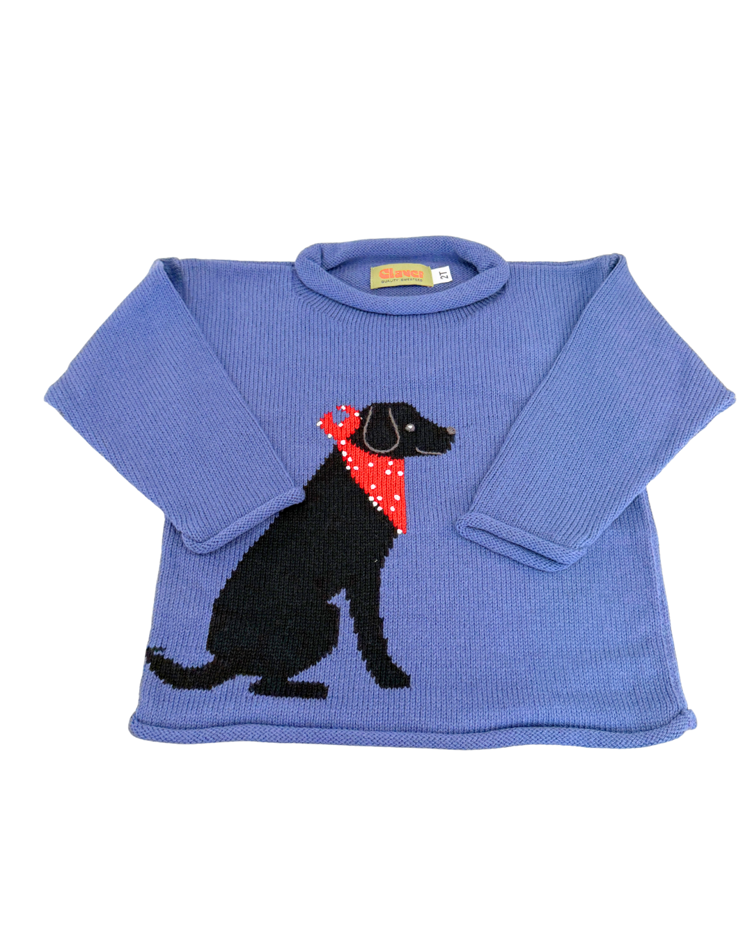 Black Lab w/ Bandana Blue Roll Sweater