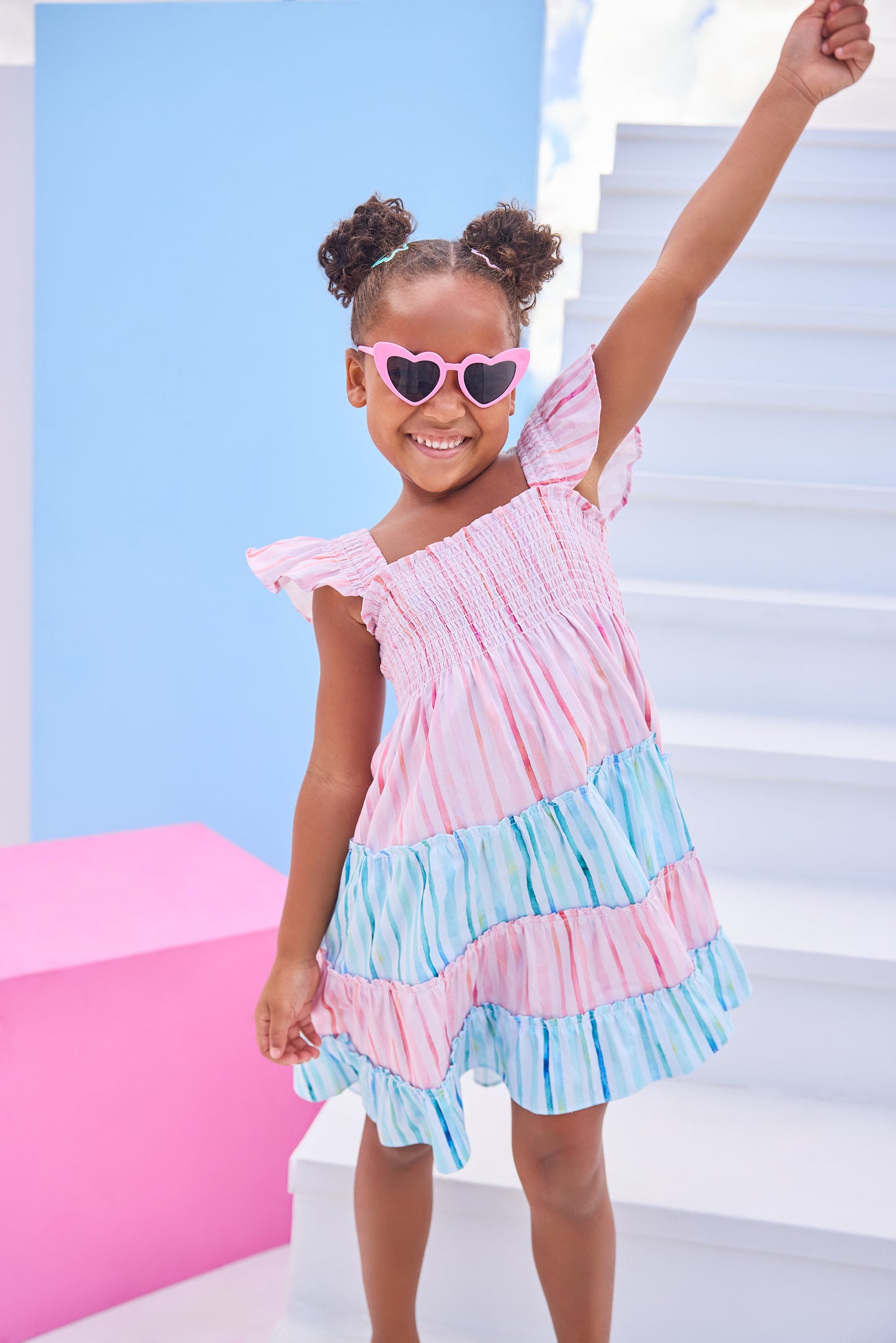 Watercolor Multi Stripe Twirl Dress