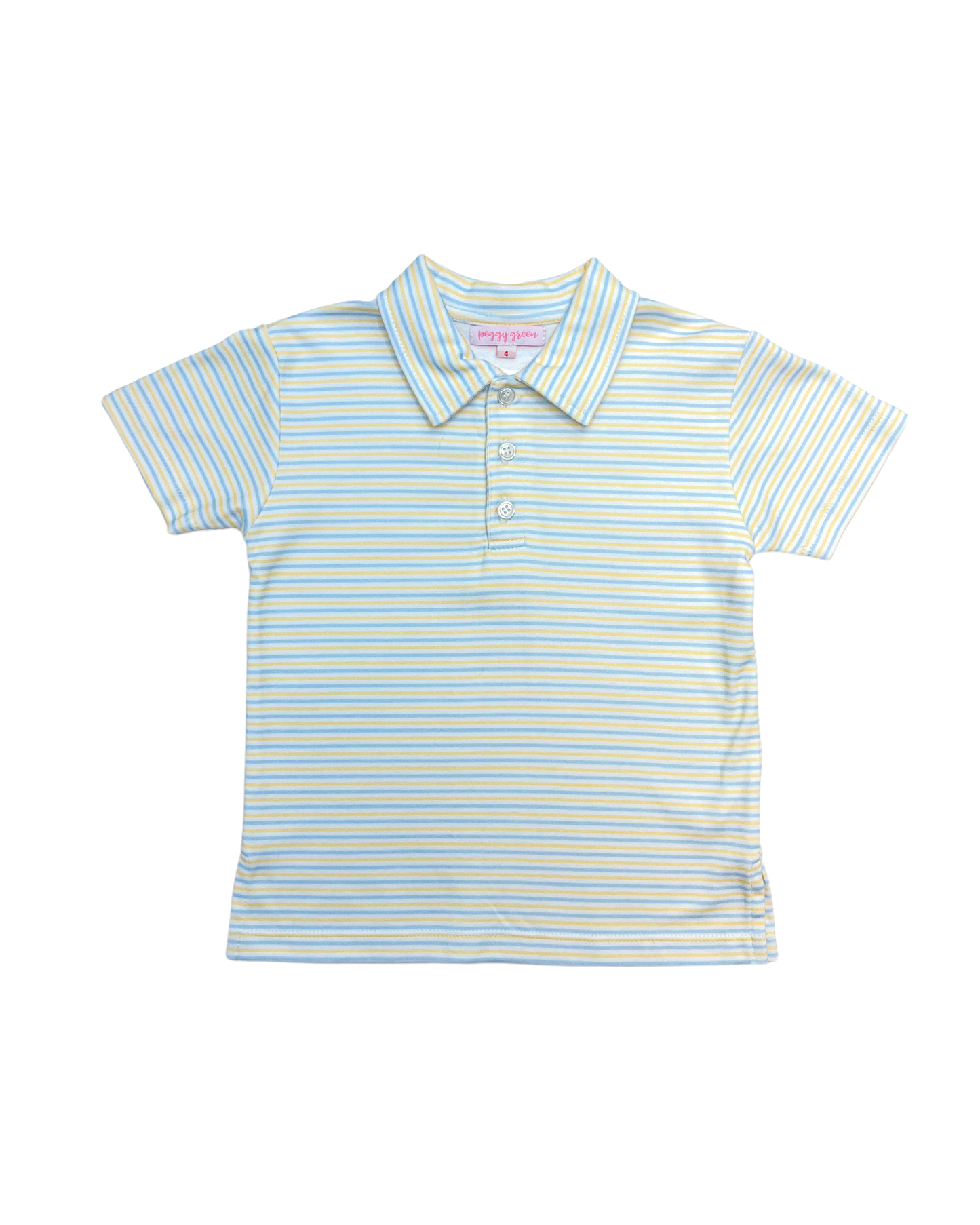 Baby Blue & Butter Stripe Short Sleeve Polo