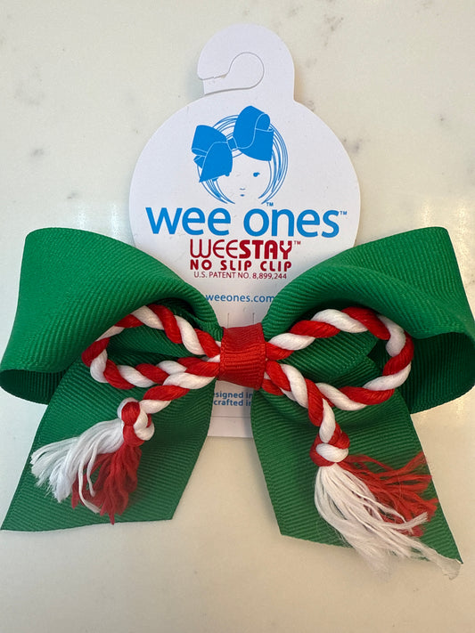 Green Christmas Bow with Candy Cord
