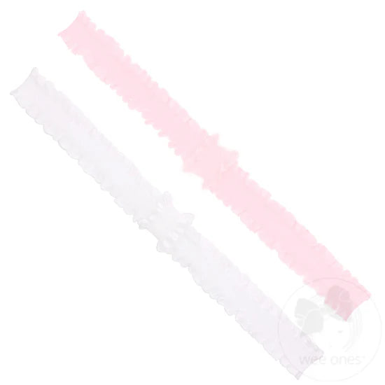 Add-A-Bow Stretch Ruffle Edge Girls Baby Bands 2pk- Light Pink