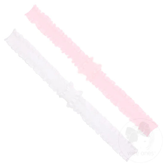 Add-A-Bow Stretch Ruffle Edge Girls Baby Bands 2pk- Light Pink