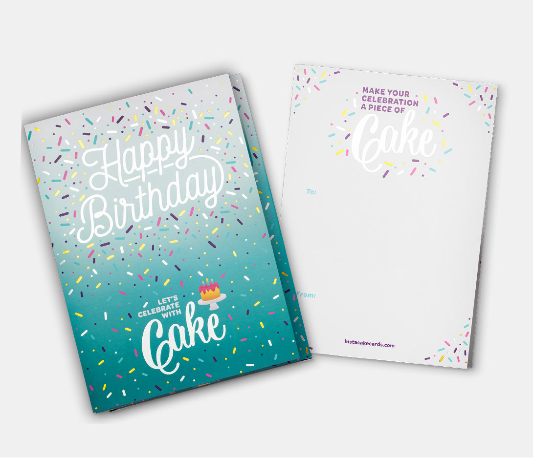 Happy Birthday Cake Card Teal- Vanilla