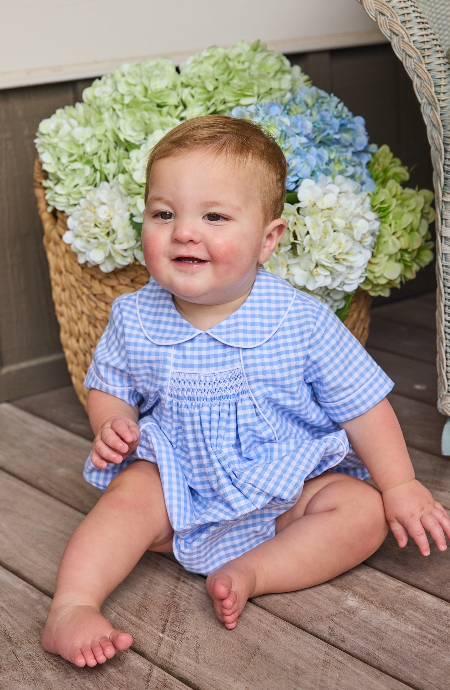 Mayfair Gingham Chest Smocked Bubble