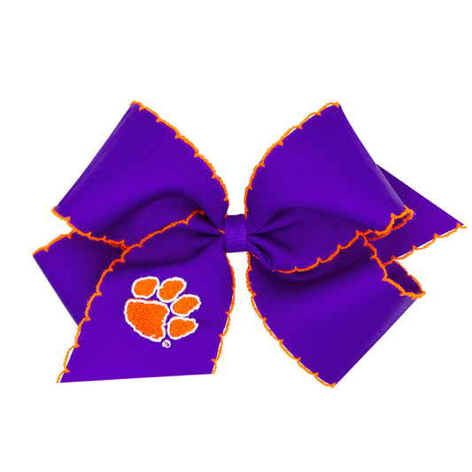 Grosgrain Bow w/ Moonstitch&Embroidered Logo- Clemson