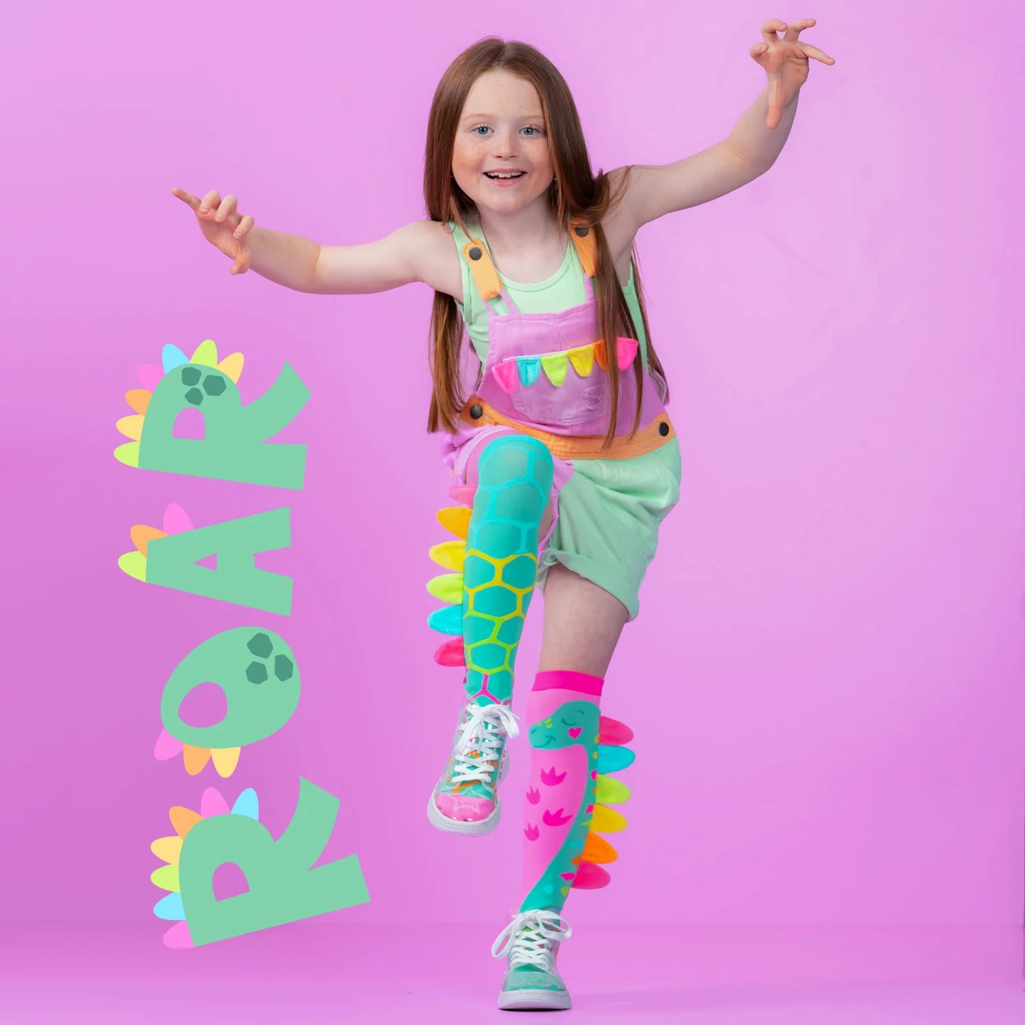 Roar Dinosaur Pink Socks