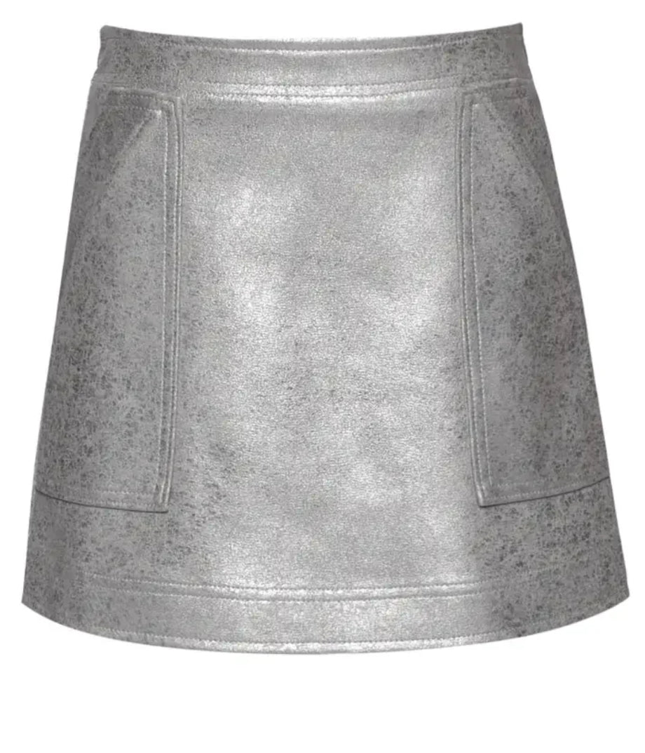 Shimmer Foiled Faux Leather Skirt