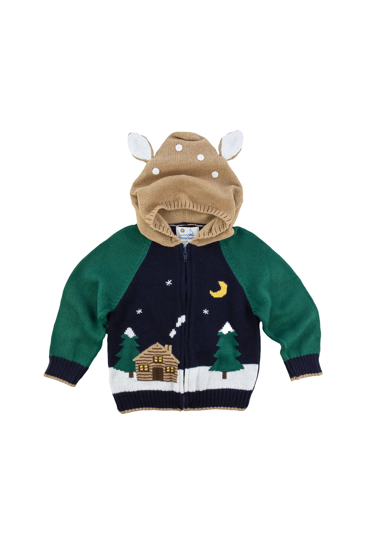 Sweater With Cabin Scene And Deer Hood