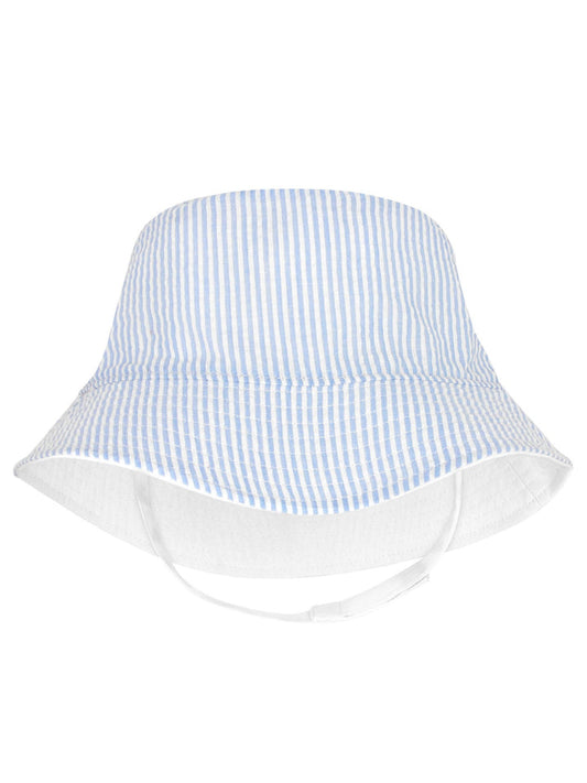 Boy's Reversible Blue Bucket Hat w/ Straps