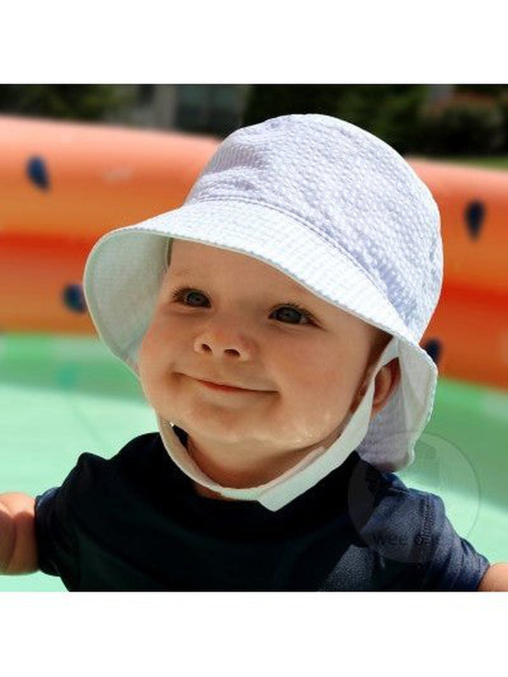 Boy's Reversible Blue Bucket Hat w/ Straps