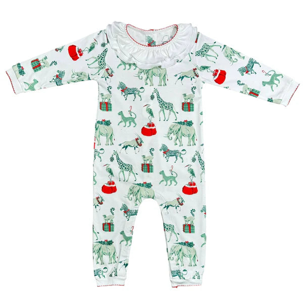 Christmas Safari Footless Ruffled Playsuit