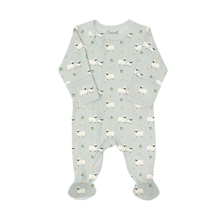Sheep On Mercury Modal Zipper Footie
