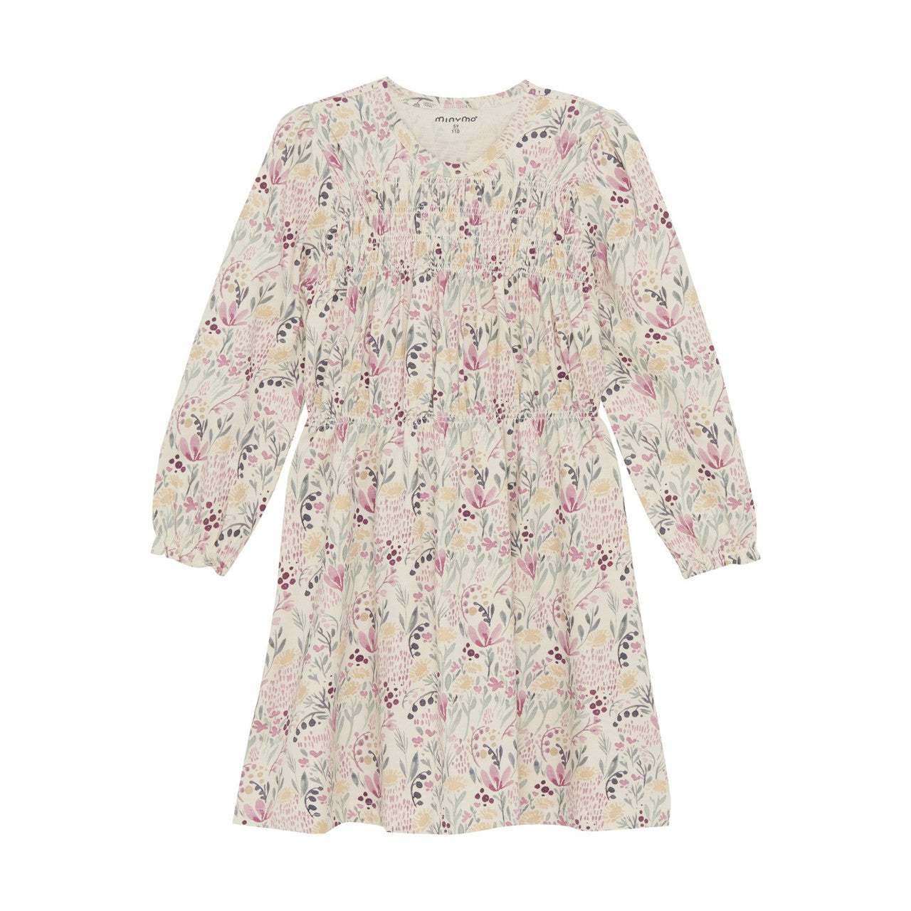 Minymo AOP LS Dress- Floral Sandshell