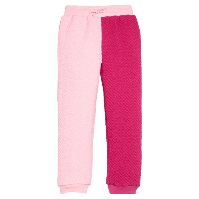 Color Block Jogger- Pink & Cranberry Quilted Trellis