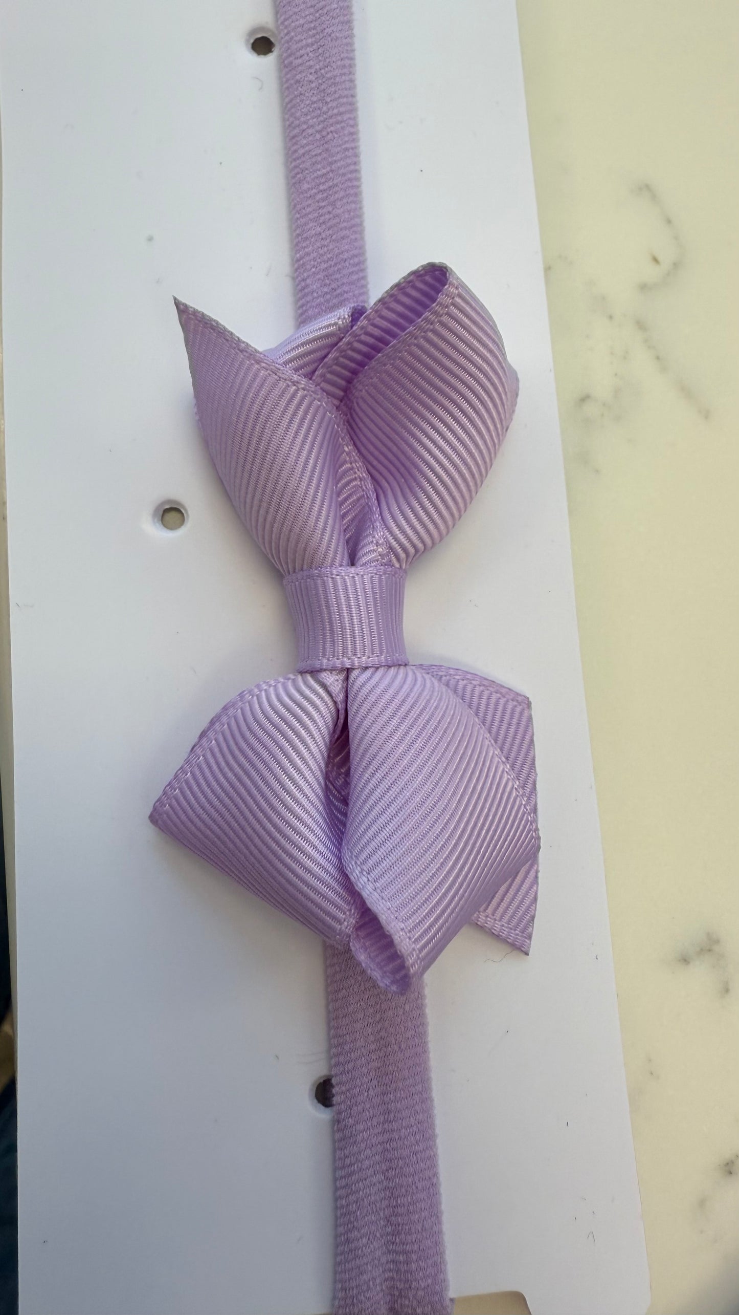 Mini Grosgrain Girls Hair Bow on a Soft Elastic Baby Band