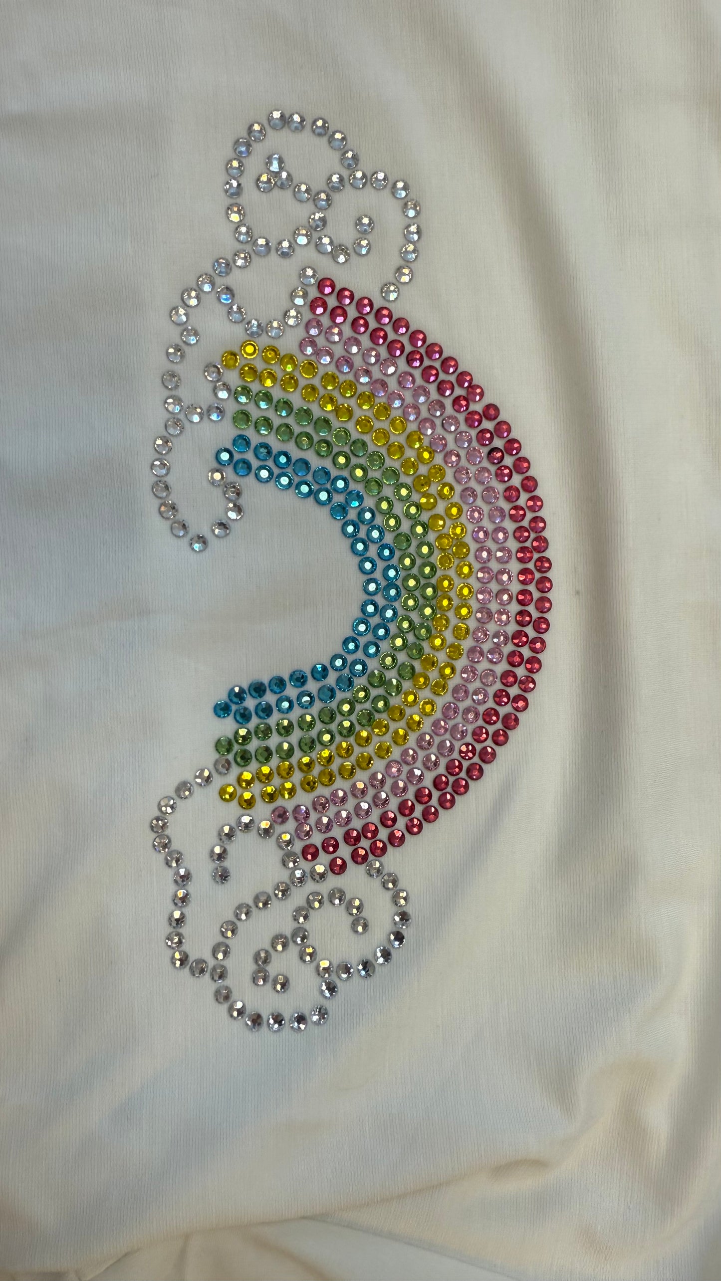 Rhinestone Rainbow Top with Scallop Hem