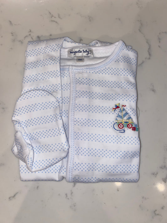 Vintage Sailboat Embroidered Footie