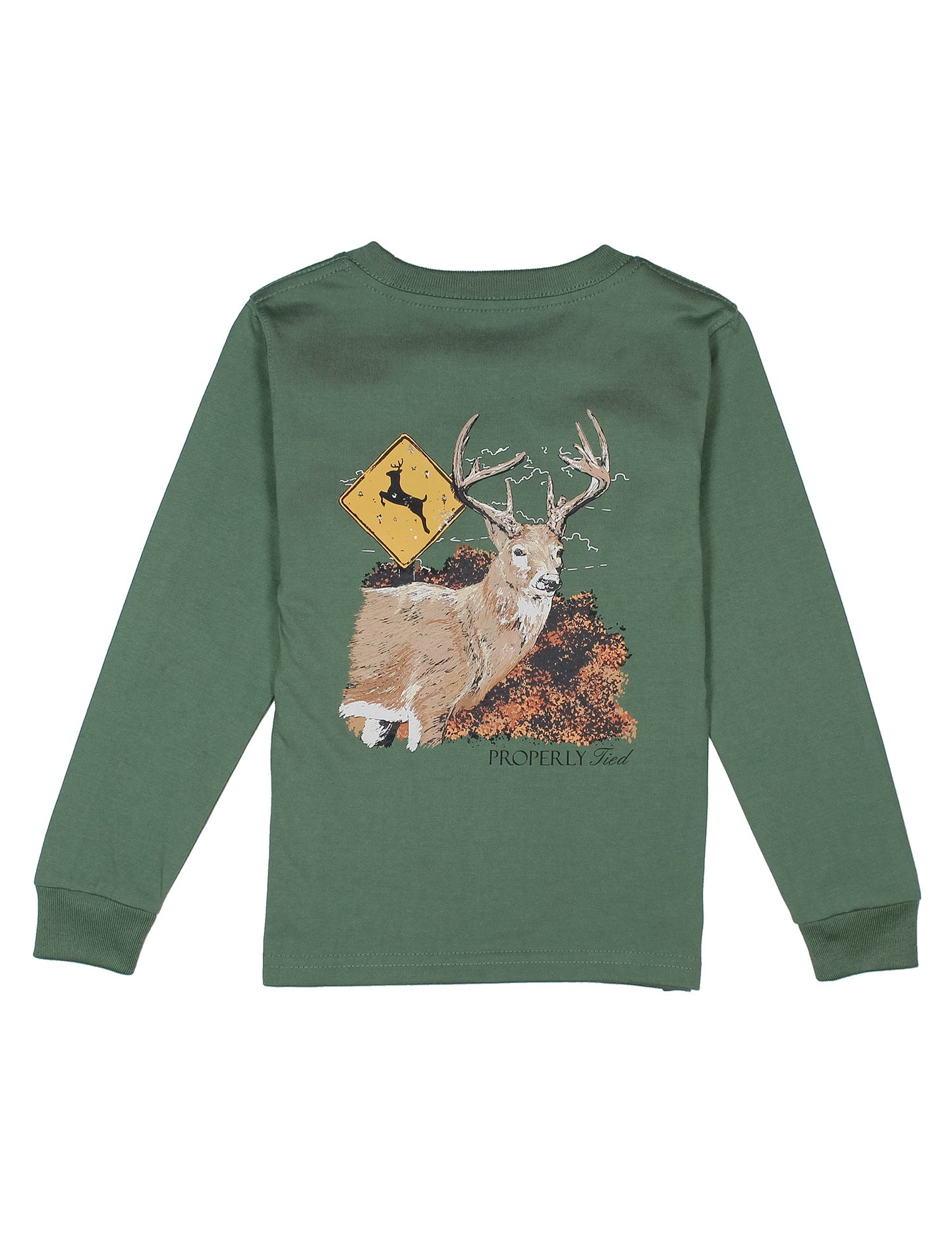 Boys Deer Crossing LS Fern Green T-Shirt