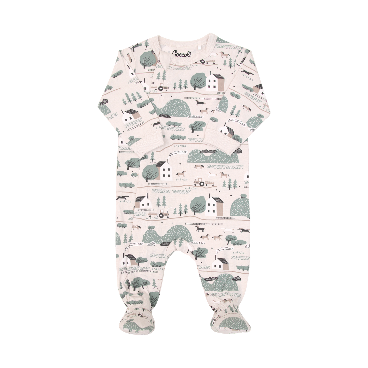 Beige Farm Zipper Footie