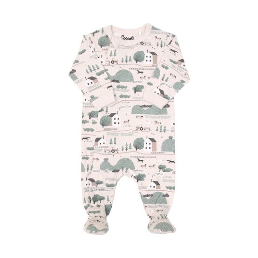 Beige Farm Zipper Footie