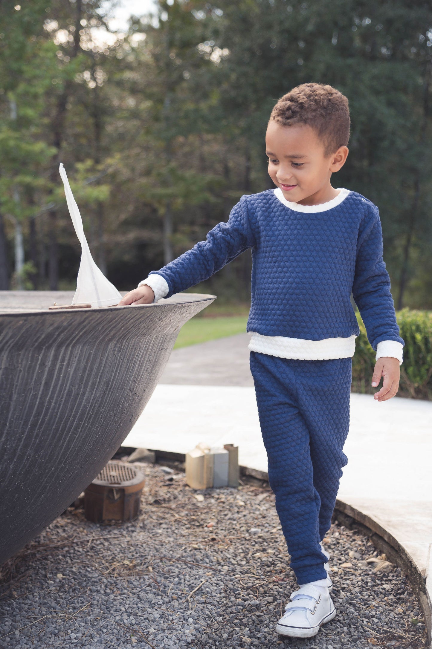 Quincy Quilted Play Set Navy/White
