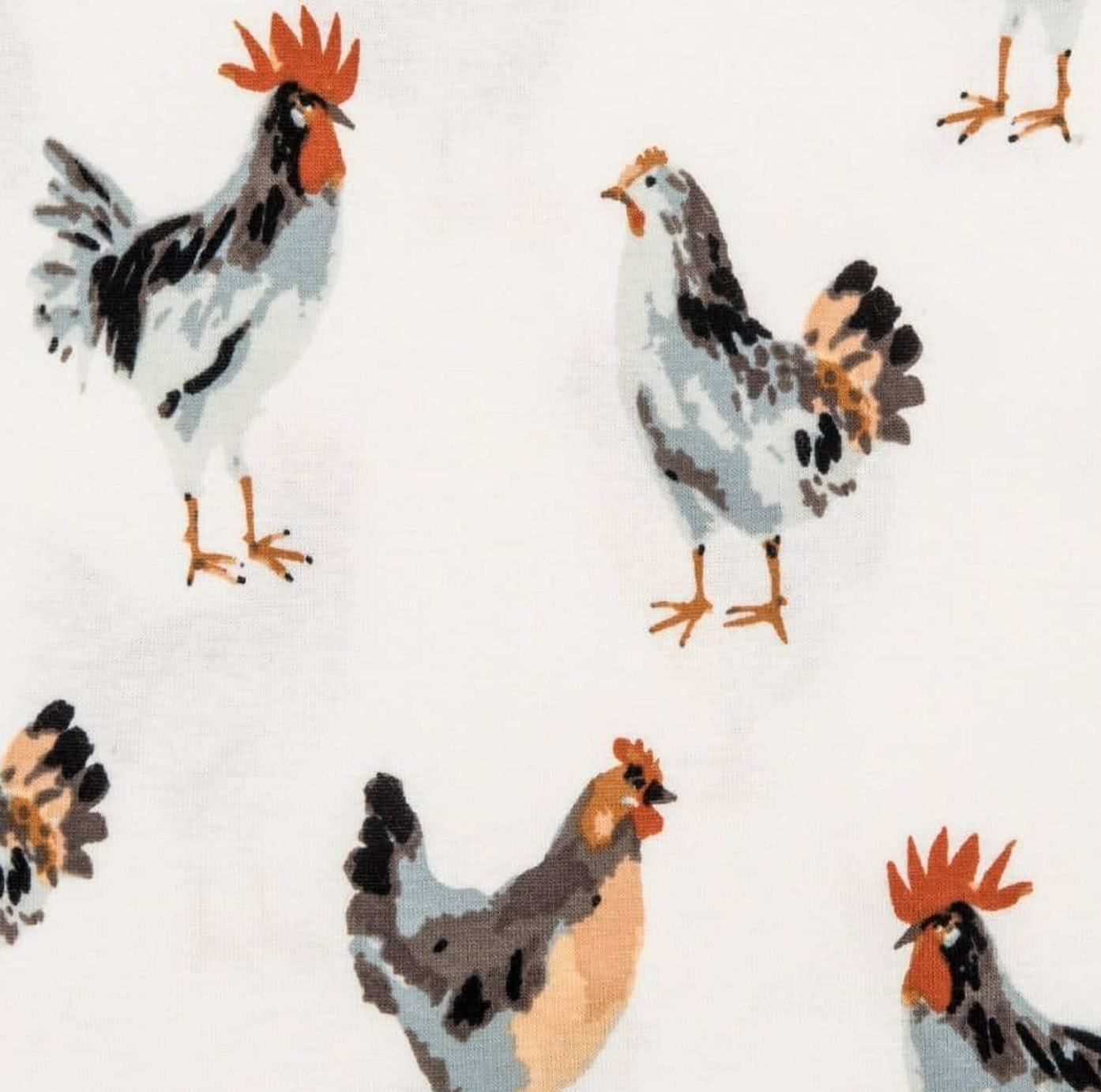 Chicken Organic Cotton Zipper Footed Romper
