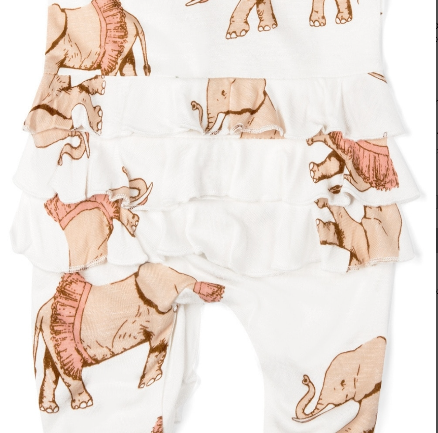 Tutu Elephant Bamboo Ruffle Zipper Footed Romper