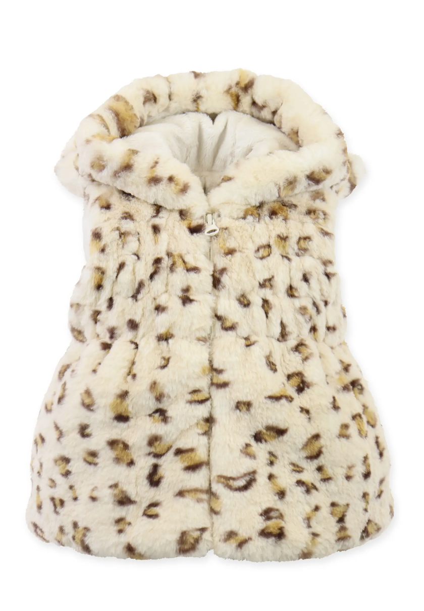 Ruched Ear Vest Cream Leopard