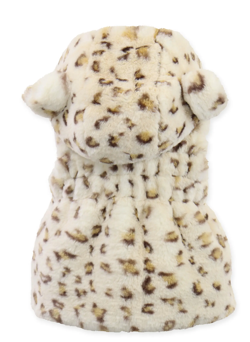 Ruched Ear Vest Cream Leopard