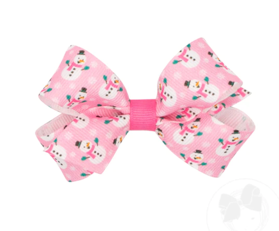 Christmas Holiday Printed Mini Bow