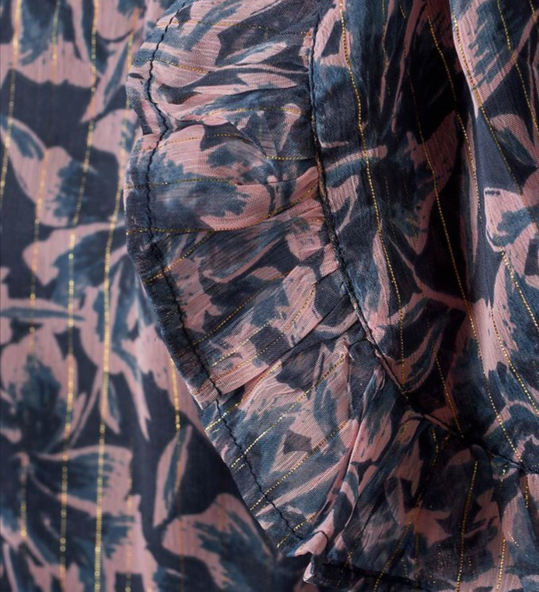 Blouse Big Flower Indigo Blue