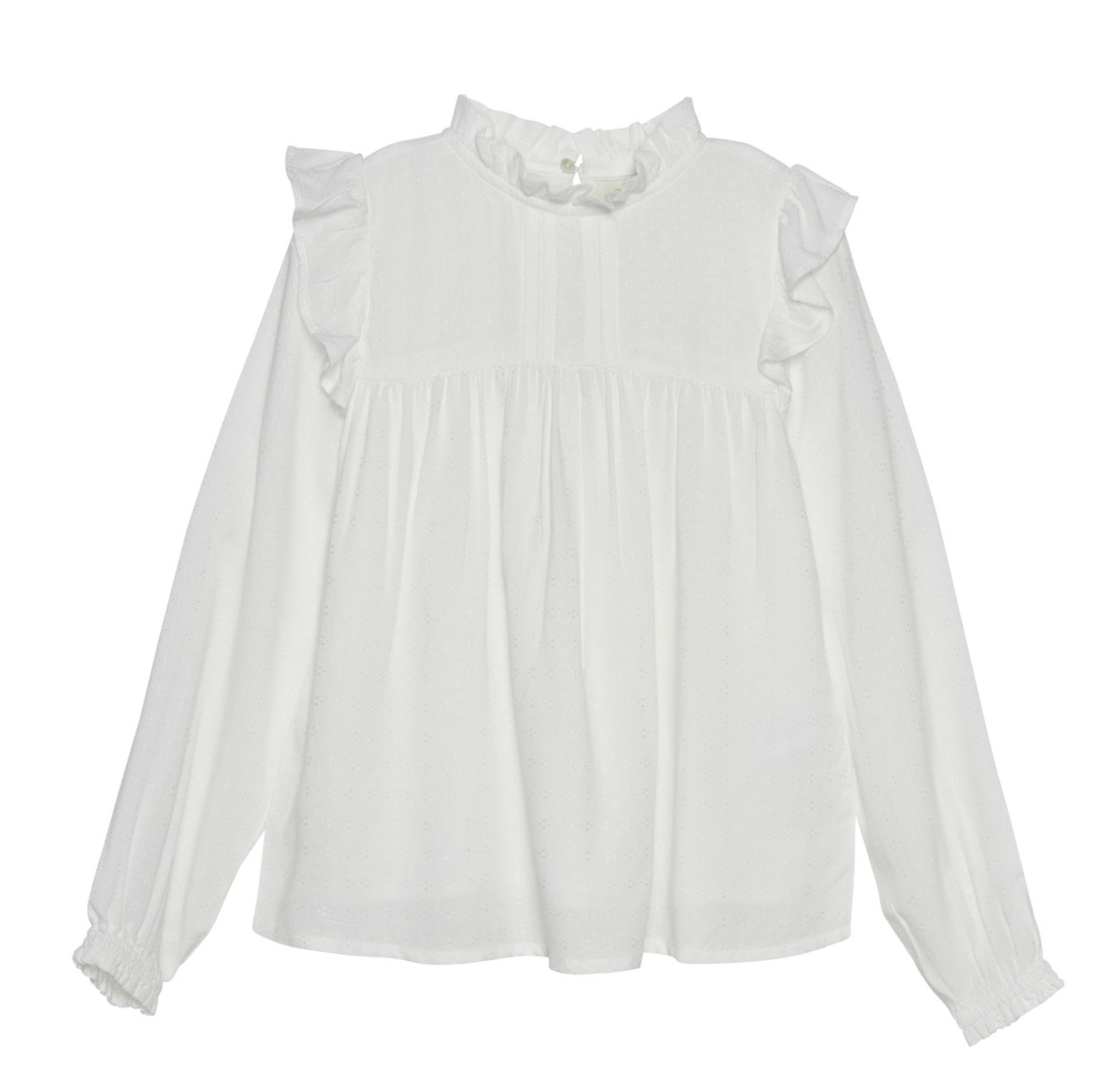 White Ruffle Blouse Shirt