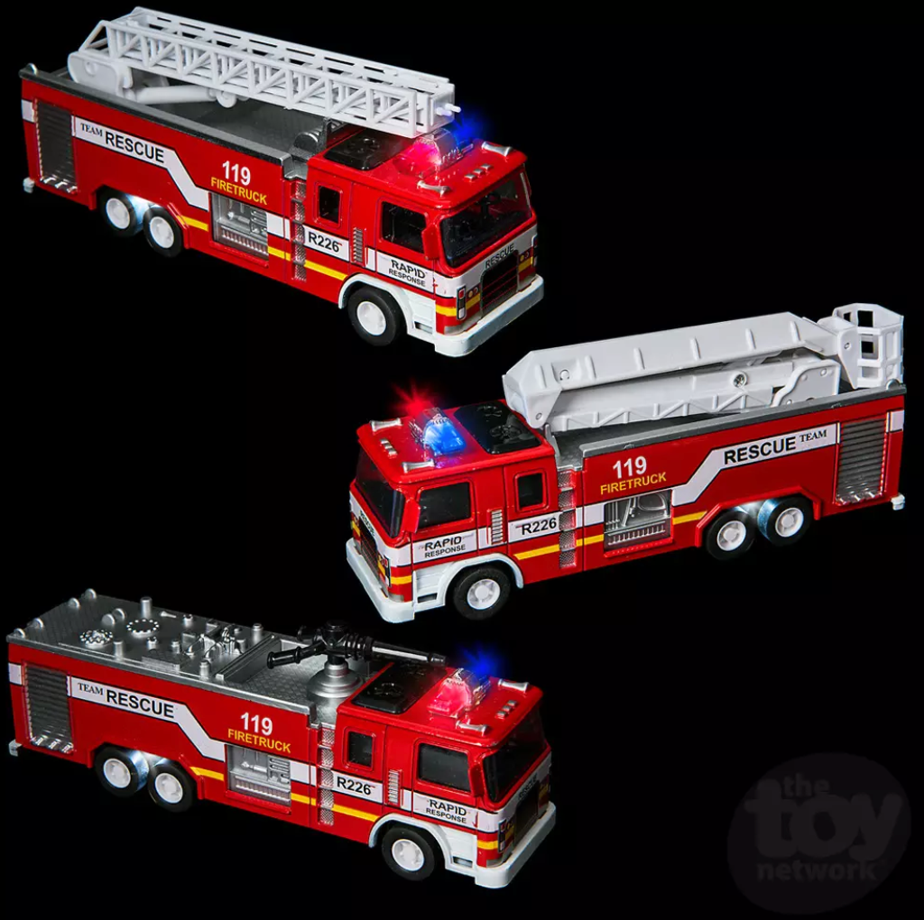 7" Die-Cast Pull Back Light/sound Fire Engine