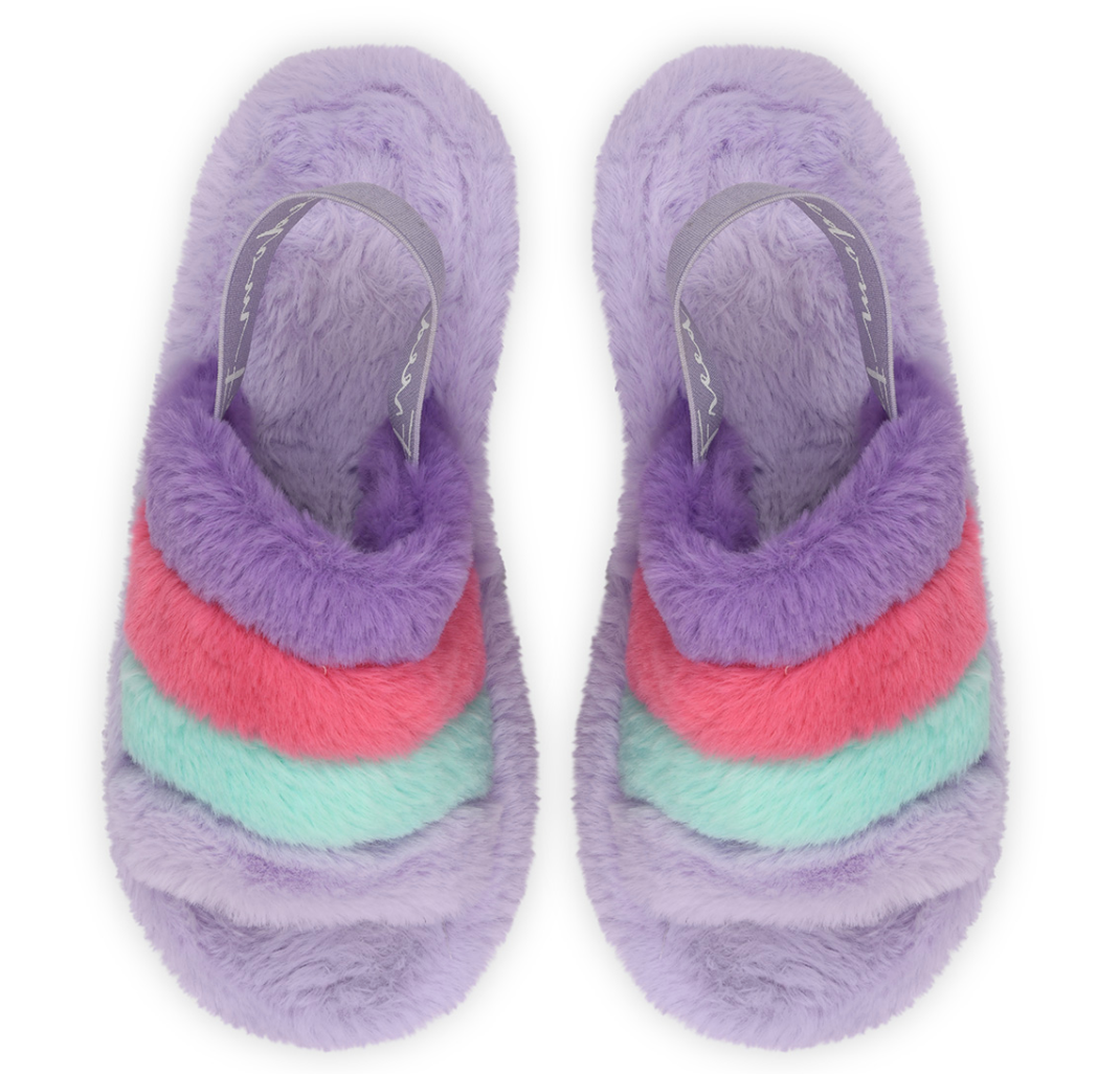 Purple, Pink, & Blue Furry Slippers